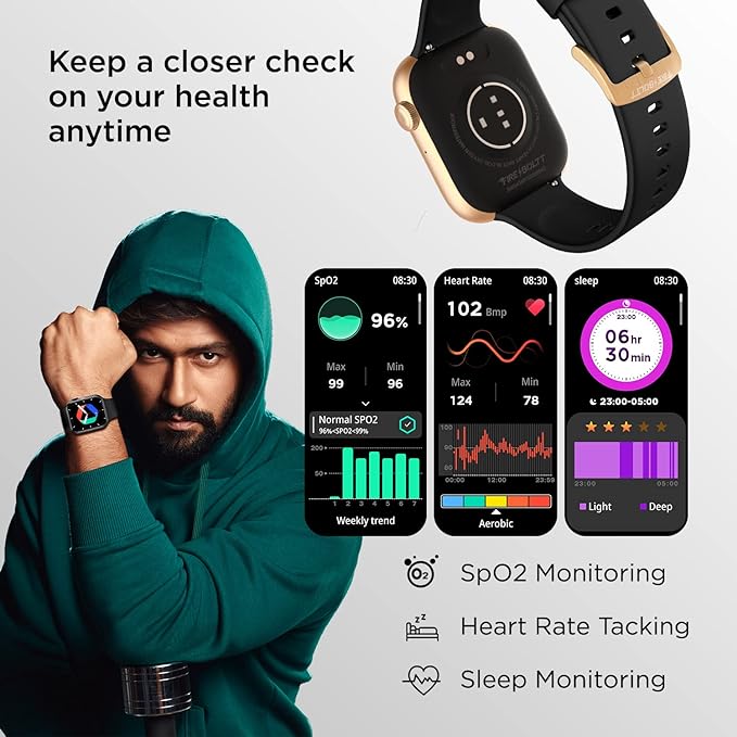 Fire-Boltt Ring 3 Smart Watch 1.8 (Gold-Black)