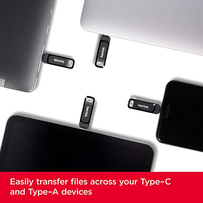 SanDisk Ultra Dual Drive Go USB Type C Pendrive for Mobile(Black, 128 GB, 5Y - SDDDC3-128G-I35)